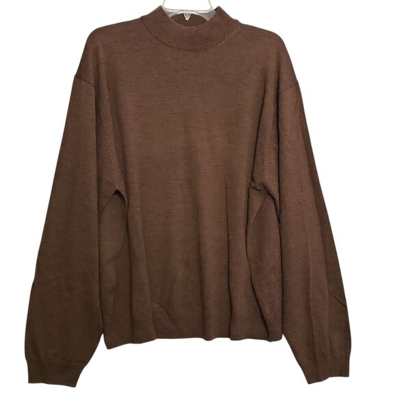 Pronto-Uomo Men's XL 100% Merino Extra Fine Wool Mock Neck Sweater - Picture 1 of 8